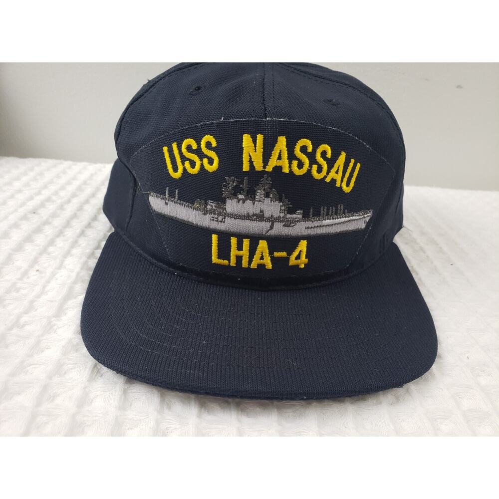 AJD USS NASSAU LHA-4 Official Military Embroidered Black Snapback Hat Cap OS